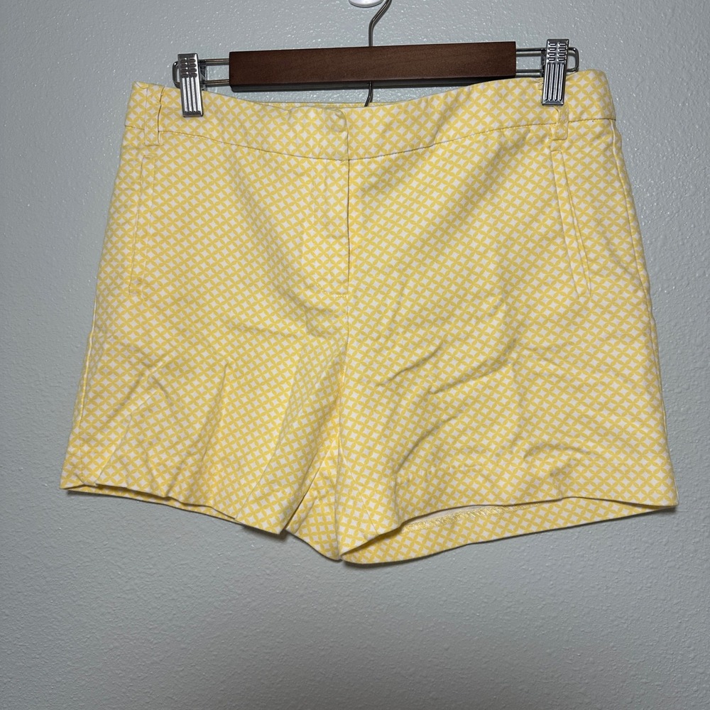 Anne Klein Yellow White Geometric Print Tailored Shorts Womens Size 6